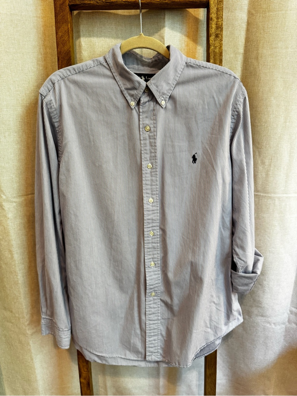 Ralph Lauren Men’s Light Blue Pinstripe Button-Down Shirt